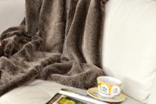 DIY brown faux fur blanket with matching silky backing
