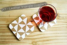 DIY faux leather triangle coasters
