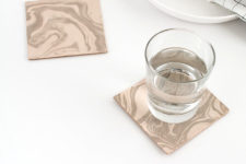 DIY neutral marble leather coasters