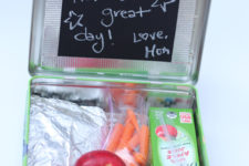 DIY metal lunch box with a chalkboard piece