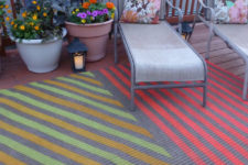 DIY striped indoor rugs with spray paint