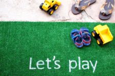 DIY Astro Turf rug with letters for a kids’ room