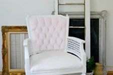 DIY repainted velvet chair in blush