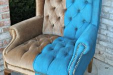 DIY vintage half painted velvet chair