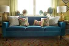DIY sofa reupholstering with velvet