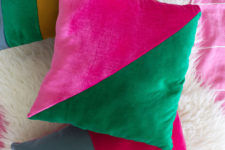 DIY color block geometric jewel tone pillows