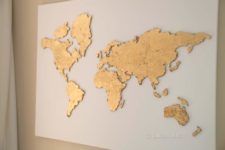 DIY shiny gold leaf cork world map