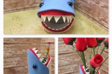 DIY shark pencil holders of craft foam