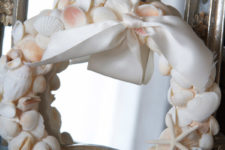 DIY vintage-inspired sea shell wreath with a bow