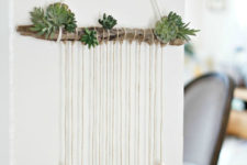 DIY modern sea shell door hanging with fake succulents
