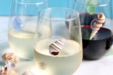 DIY sea shell wine glass charms for parties