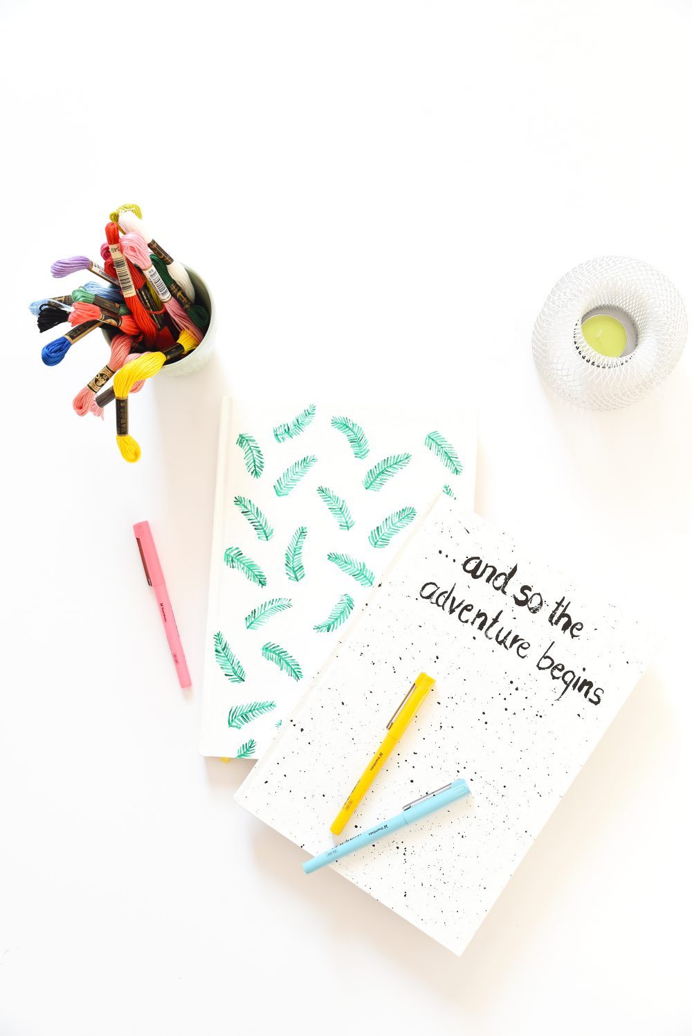 DIY painted and stenciled notebooks