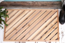 DIY geometric wooden doormat of cedar
