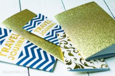 DIY travel journals in navy chevron and gold glitter