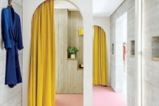 05 add a touch of color gently separating the spaces at the same time – hang a mustard curtain