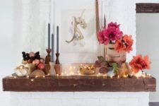12 a modern bold idea with LEDs, bright blooms, fruits and candles in candle holders