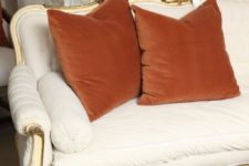 12 rust velvet pillows are great for adding fall colors and shades and feel very fall-like