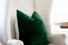 15 spruce up your neutral chair with a super bold emerald pillow of velvet