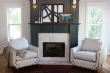 DIY faux fireplace surround of tiles