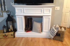 DIY fake fireplace with storage space inside