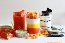DIY Halloween treat jars with colorful balloons