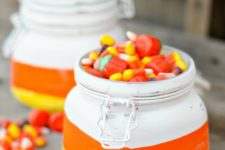 DIY painted candy corn treat jars