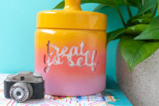 DIY bright gradient treat jar for Halloween and not only