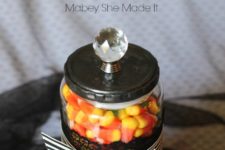 DIY last minute treat jar with black lace
