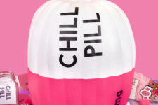 DIY chill pill Halloween pumpkin in bold pink