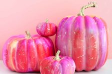 DIY colorful alcohol ink pumpkins with unusual patterns