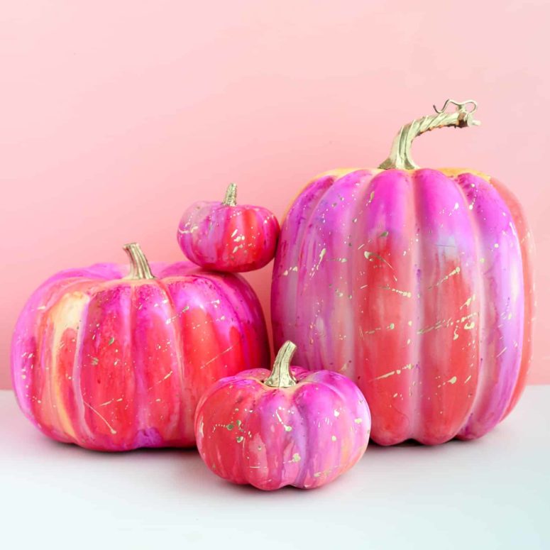 DIY colorful alcohol ink pumpkins (via abeautifulmess.com)