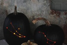 DIY refined black and orange drilled pumpkins