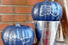 DIY bold blue drilled constellation pumpkins