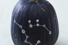 DIY navy drilled constellation pumpkin