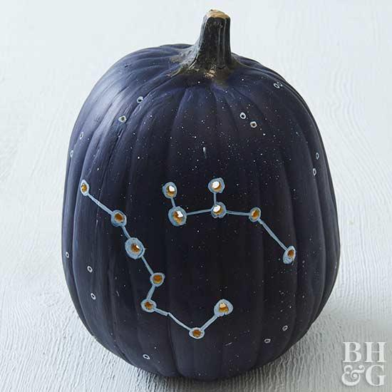 DIY navy drilled constellation pumpkin (via www.bhg.com)