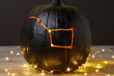 DIY elegant black and orange drilled pumpkin