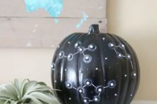 DIY painted and beaded constellation pumpkin