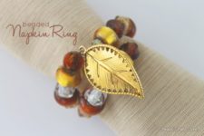 DIY bead and leaf charm napkin rings