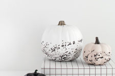 DIY monochromatic splattered pumpkins