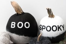 DIY modern monochromatic Halloween pumpkins