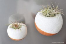 DIY faux concrete planters of foam balls
