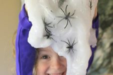 DIY translucent Halloween slime with spiders