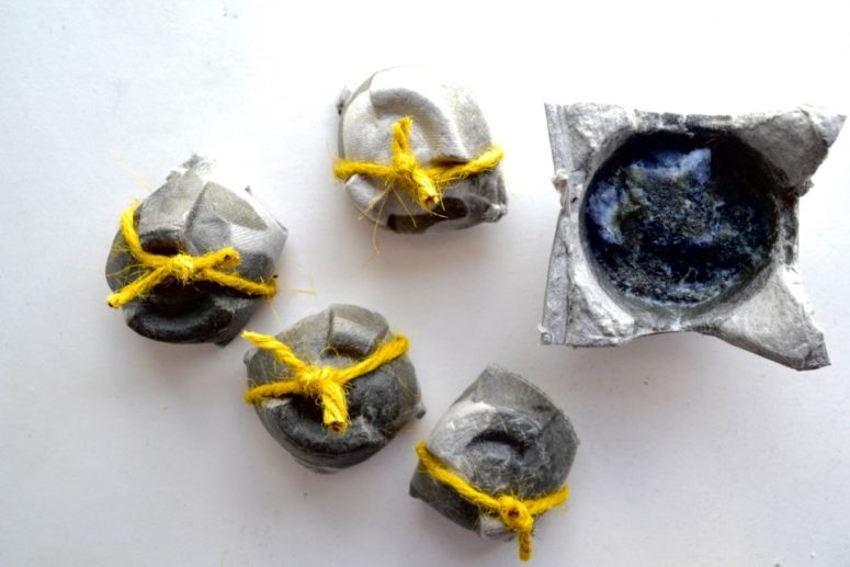 DIY firestarters of lint and paper egg cartons (via www.twineandtable.com)