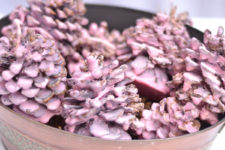 DIY pink pinecone firestarters