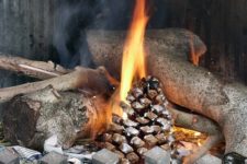 DIY pinecone firestarters with rosemary