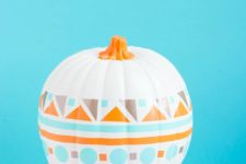 DIY colorful geometric pumpkin for fall