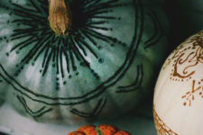 DIY henna and wood burnt pumpkins