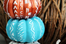 DIY bold tribal and boho pumpkins in bold colors