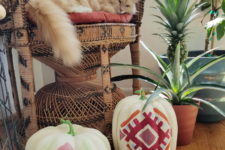 DIY kilim inspired faux pumpkins