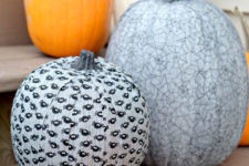 DIY faux pumpkins covered with various kinds of fabric